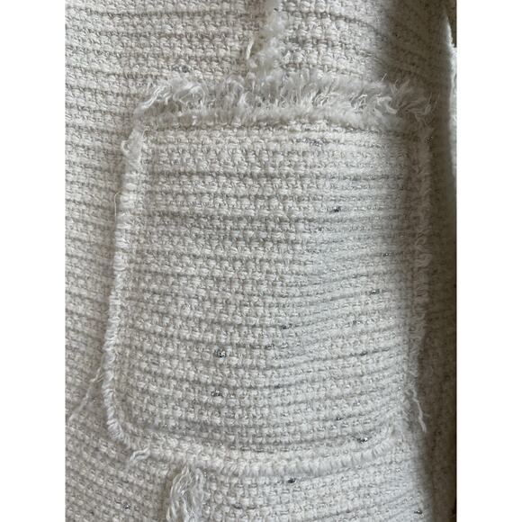 Rebecca Taylor Blazer Jacket Single Breast Open Front Fringe Tweed - Picture 12 of 14